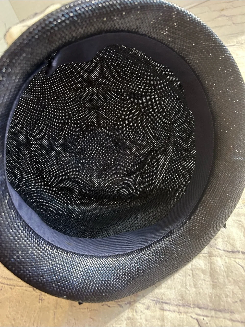 VTG STYLE PILL BOX BLACK WITH CREAM MESH NET HAT - Picture 7 of 11